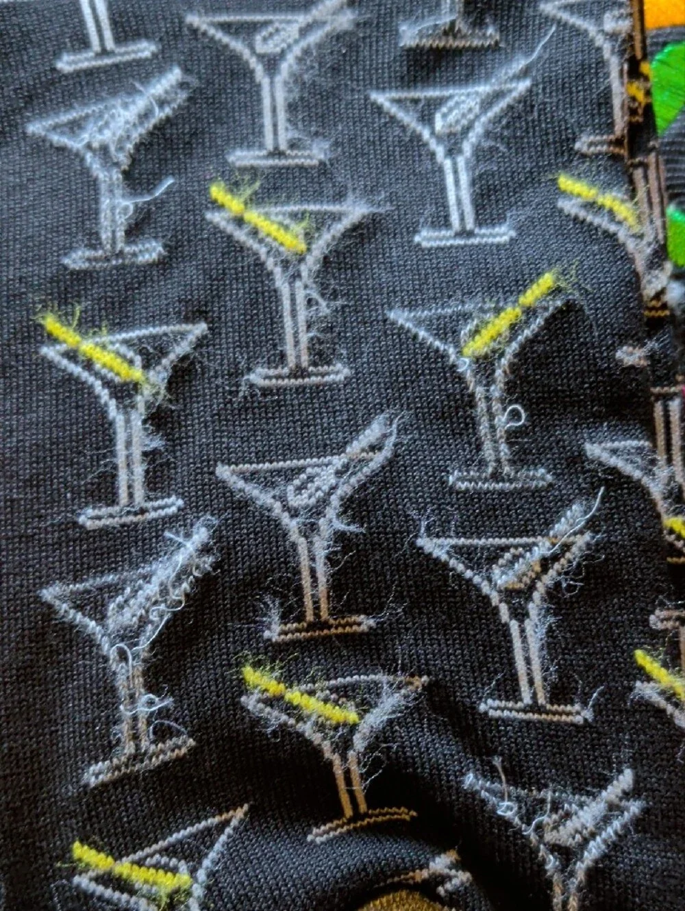 Bugatchi Black Socks with Gray Toe and Yellow Martini Detail
